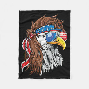 Patriotic Bald Eagle Mullet Usa American Flag 4th Fleece Blanket