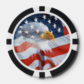 Patriotic Bald Eagle Over The American Flag Poker Chips