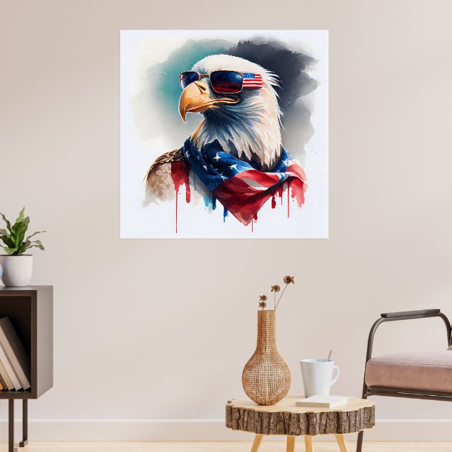 Patriotic Bald Eagle Poster (Living Room 3)