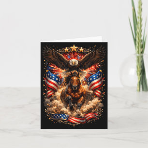 Patriotic Bald Eagle Riding Horse American Flag Card
