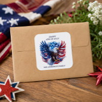 Patriotic Bald Eagle Stars Stripes Red White Blue