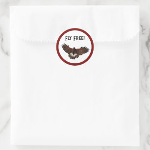 Patriotic Bald Eagle USA Flying Free Nature Art Classic Round Sticker