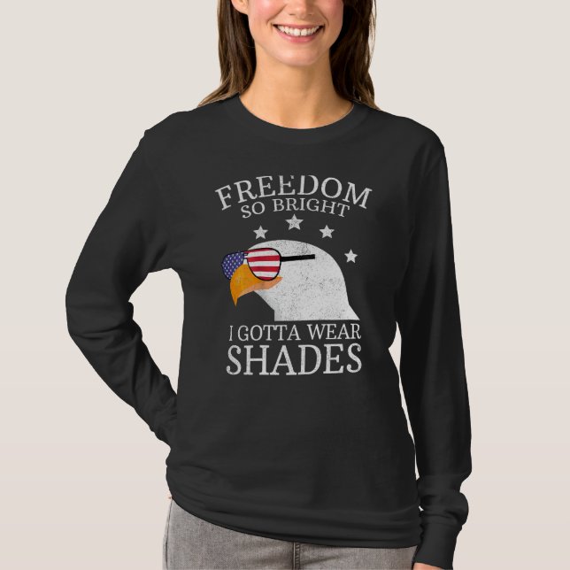 Patriotic Bald Eagle Wearing Shades Freedom So Bri T-Shirt (Front)