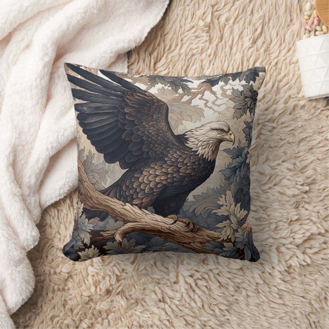 Patriotic Bald Eagle, William Morris Style  Cushion (Blanket)