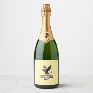Patriotic Bald Eagle with American Flag – July 4th Sparkling Wine Label
