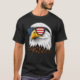 Patriotic Bald Eagle with American Flag Sunglasses T-Shirt