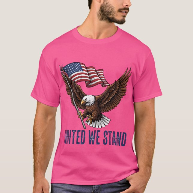 Patriotic Bald Eagle with American Flag T-Shirt (Front)