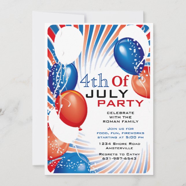 Patriotic Balloons Invitation (Front)