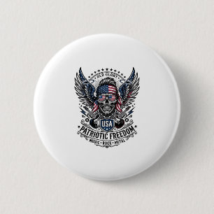 Patriotic Bandanna Rocker Old Glory Music Rock Met 6 Cm Round Badge