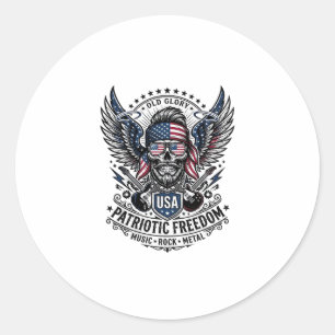 Patriotic Bandanna Rocker Old Glory Music Rock Met Classic Round Sticker