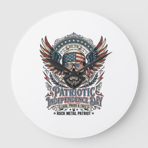 Patriotic Bandanna Rocker Old Glory Music Rock Met Large Clock
