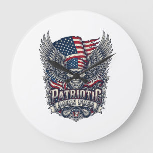 Patriotic Bandanna Rocker Old Glory Music Rock Met Large Clock