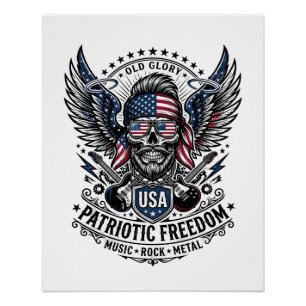 Patriotic Bandanna Rocker Old Glory Music Rock Met Poster