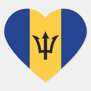 Patriotic Barbados Flag Heart Sticker