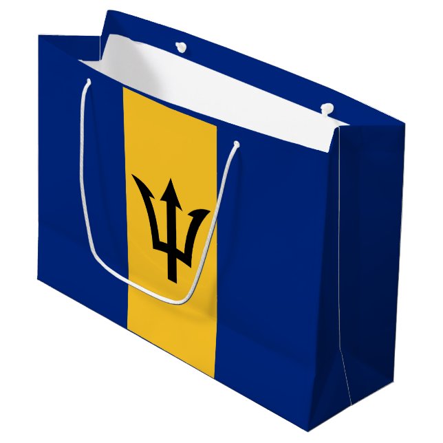 Patriotic Barbados Flag Large Gift Bag (Front Angled)