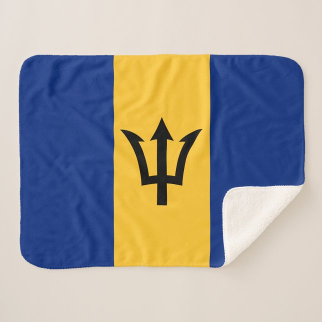 Patriotic Barbados Flag Sherpa Blanket (Front (Horizontal))