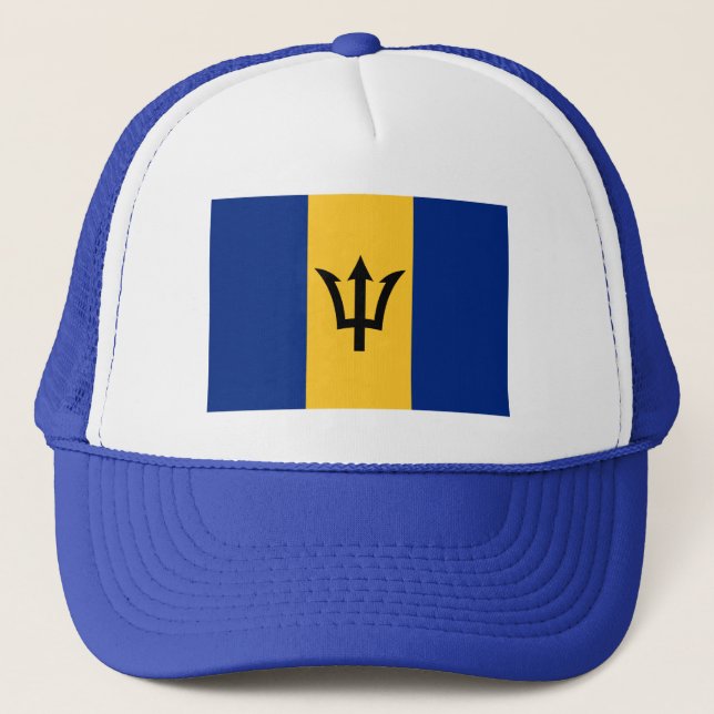 Patriotic Barbados Flag Trucker Hat (Front)