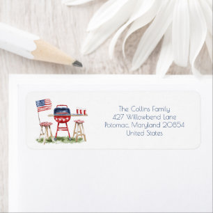Patriotic Barbecue Flag 4th of July Return Address
