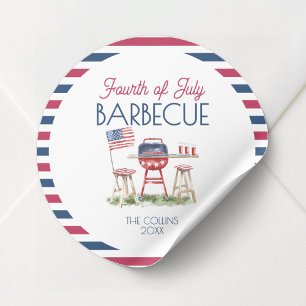 Patriotic Barbecue Flag 4th of July Summer Party Classic Round Sticker