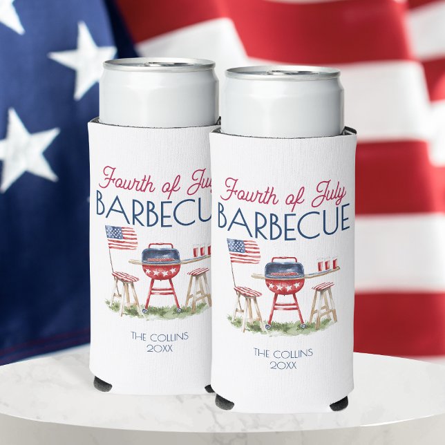 Patriotic Barbecue Flag 4th of July Summer Party Seltzer Can Cooler (Patriotic Barbecue Flag 4th of July Summer Party Seltzer Can Cooler)