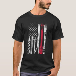 Patriotic Barber American Flag Scissors Blade Hair T-Shirt