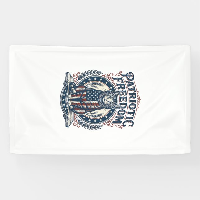 Patriotic Barn Cat Vector Graphic Tee_1 Banner (Horizontal)