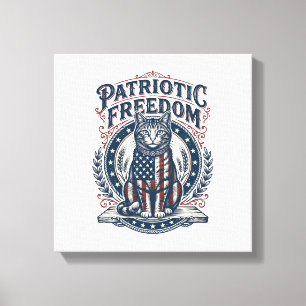 Patriotic Barn Cat Vector Graphic Tee_1 Canvas Print