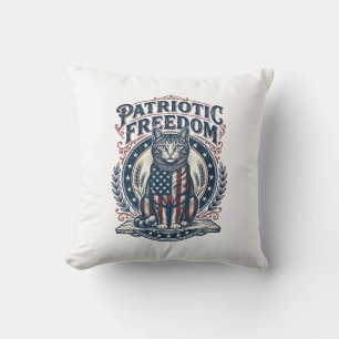 Patriotic Barn Cat Vector Graphic Tee_1 Cushion