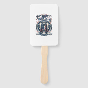 Patriotic Barn Cat Vector Graphic Tee_1 Hand Fan