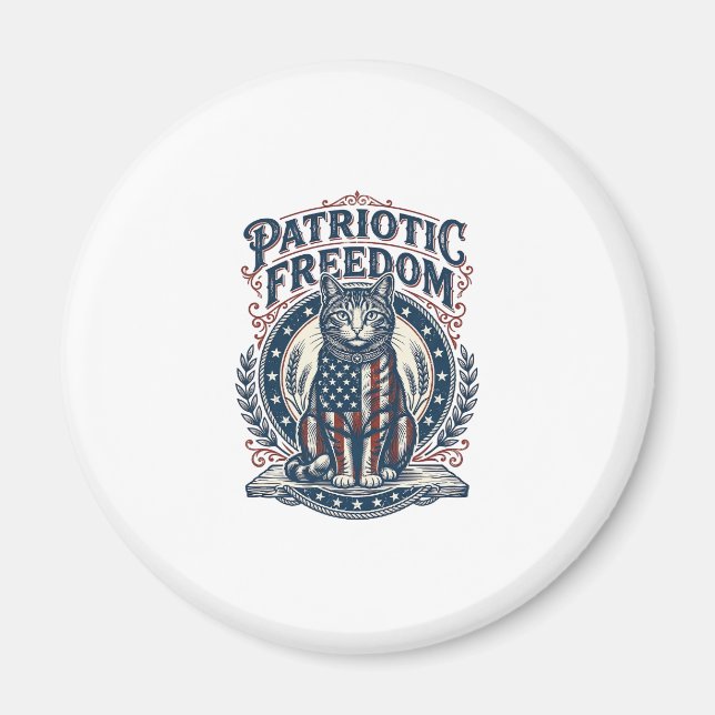 Patriotic Barn Cat Vector Graphic Tee_1 Magnet (Front)