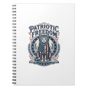 Patriotic Barn Cat Vector Graphic Tee_1 Notebook