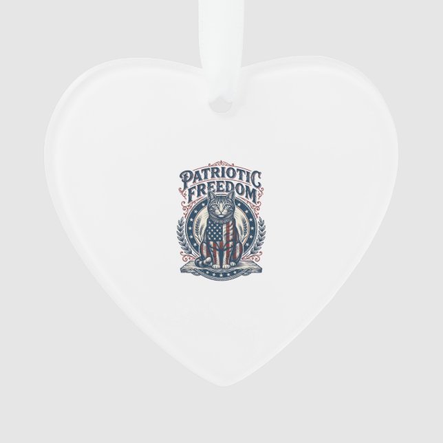 Patriotic Barn Cat Vector Graphic Tee_1 Ornament (Front)