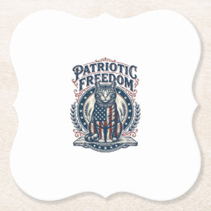 Patriotic Barn Cat Vector Graphic Tee_1 Paper Coaster