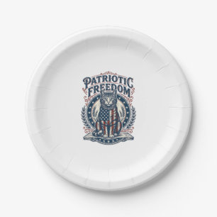 Patriotic Barn Cat Vector Graphic Tee_1 Paper Plate