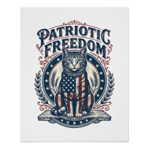 Patriotic Barn Cat Vector Graphic Tee_1 Poster