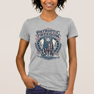 Patriotic Barn Cat Vector Graphic Tee_1 T-Shirt