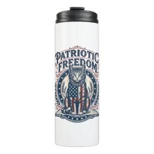 Patriotic Barn Cat Vector Graphic Tee_1 Thermal Tumbler