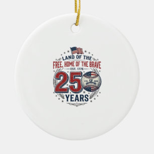 Patriotic Baseball 250 Years Vintage Shirt Design_ Ceramic Tree Decoration