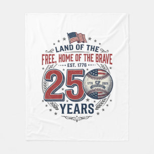 Patriotic Baseball 250 Years Vintage Shirt Design_ Fleece Blanket