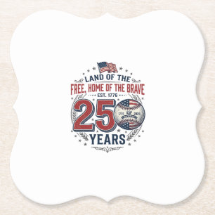 Patriotic Baseball 250 Years Vintage Shirt Design_ Paper Coaster