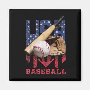 Patriotic Baseball 4th Of July Men Usa American Fl Magnet