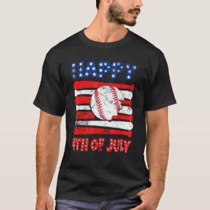 Patriotic Baseball 4th of July Men USA American Fl T-Shirt