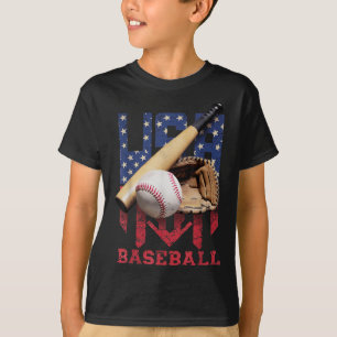 Patriotic Baseball 4th Of July Men Usa American Fl T-Shirt