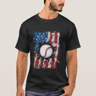 Patriotic Baseball 4th Of July Men USA American Fl T-Shirt