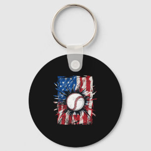 Patriotic baseball 4th of july men usa american key ring