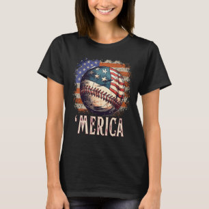 Patriotic Baseball 4th Of July Merica USA American T-Shirt