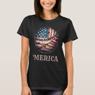 Patriotic Baseball 4th Of July Merica USA American T-Shirt
