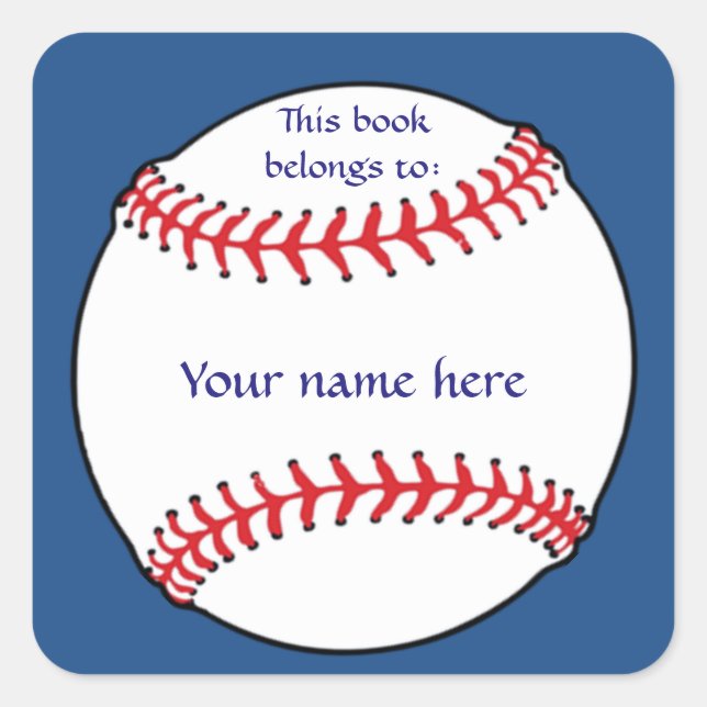 Patriotic Baseball Bookplate Sticker (Front)