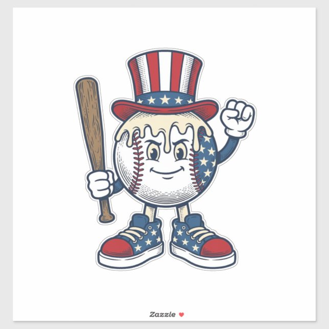 Patriotic Baseball Mascot Vintage Engraving Design (Sheet)
