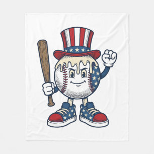 Patriotic Baseball Mascot Vintage Engraving Design Fleece Blanket
